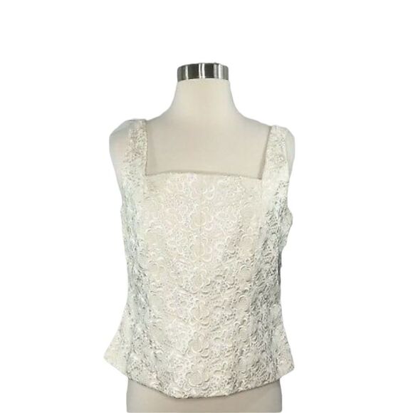 Doncaster Sport Creme Floral Embroidered Sleeveless Top EUC - Picture 4 of 8